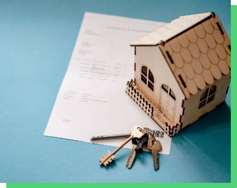 home loan contract and wooden house